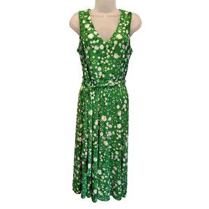 Tommy Hilfiger Sleeveless Spring Green Daisy Floral Belted Midi Dress Sz 4